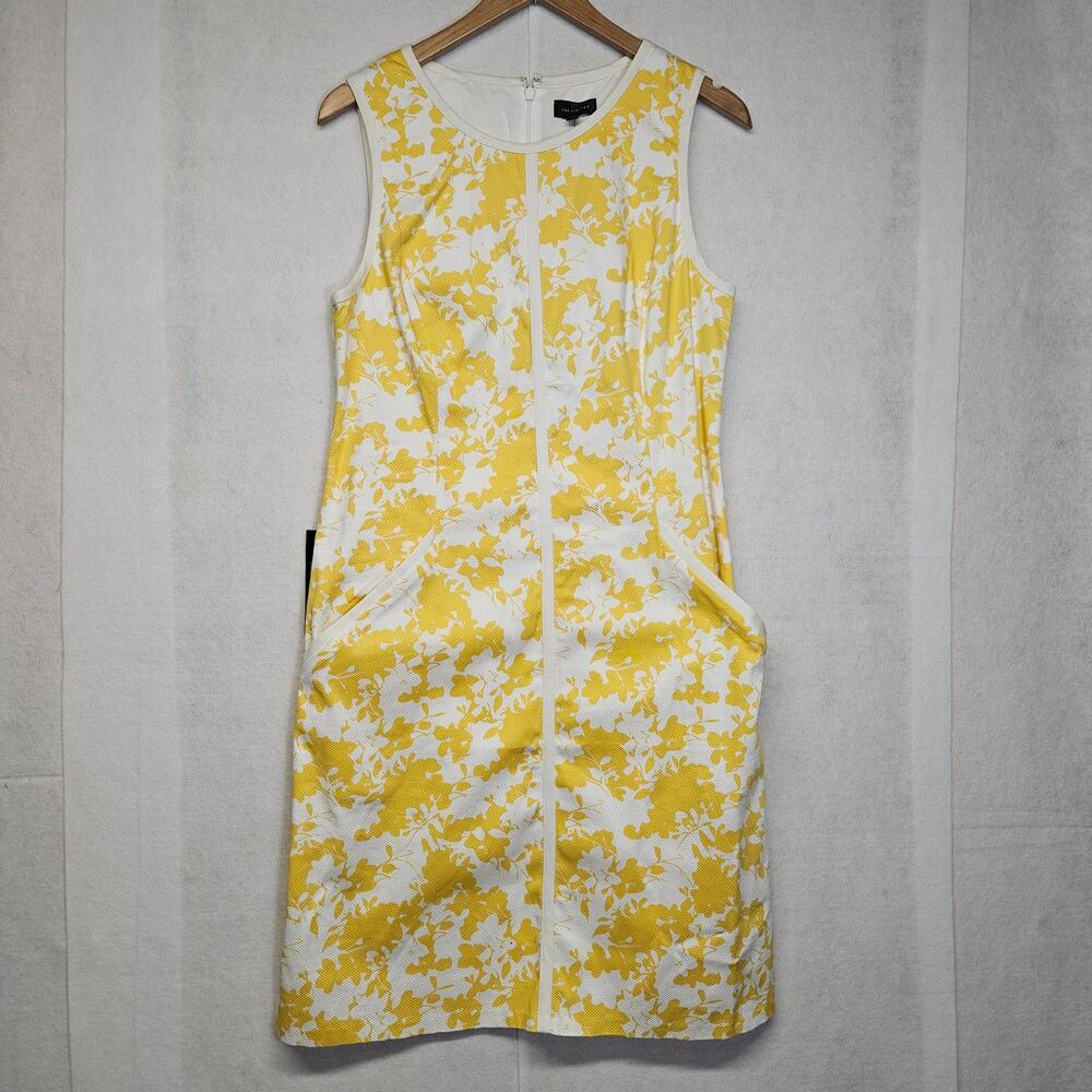 NWT The Limited White & Yellow Floral Print Shift Dress with Pockets Size 10